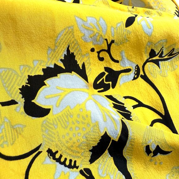 DVF Wrap Dress Maxi Silk Yellow Floral Tie Waist Size 8 READ DESCRIPTION - Picture 9 of 11